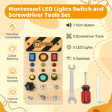 Maxbell Wooden Busy Board with LED Light Sensory Board for Boys Girls Gifts Children