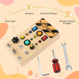 Maxbell Wooden Busy Board with LED Light Sensory Board for Boys Girls Gifts Children