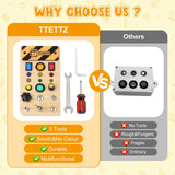 Maxbell Wooden Busy Board with LED Light Sensory Board for Boys Girls Gifts Children