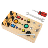 Maxbell Wooden Busy Board with LED Light Sensory Board for Boys Girls Gifts Children