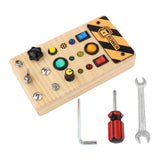 Maxbell Wooden Busy Board with LED Light Sensory Board for Boys Girls Gifts Children