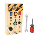 Maxbell Wooden Busy Board with LED Light Sensory Board for Boys Girls Gifts Children