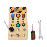 Maxbell Wooden Busy Board with LED Light Sensory Board for Boys Girls Gifts Children