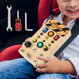 Maxbell Wooden Busy Board with LED Light Sensory Board for Boys Girls Gifts Children