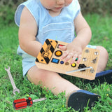 Maxbell Wooden Busy Board with LED Light Sensory Board for Boys Girls Gifts Children