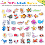 Maxbell 40 Pieces Refrigerator Animal Magnet Learning Educational Toy Animal Magnets