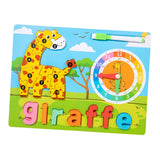 Maxbell Montessori Toy Preschool Alphabet Animal Puzzle for Boys Girls Children Gift giraffe