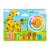Maxbell Montessori Toy Preschool Alphabet Animal Puzzle for Boys Girls Children Gift giraffe