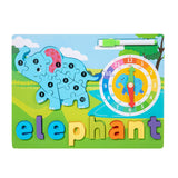 Maxbell Montessori Toy Preschool Alphabet Animal Puzzle for Boys Girls Children Gift elephant