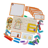 Maxbell Montessori Wooden Geoboard with Pattern Cards and Rubber Bands for Baby Kids