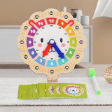 Maxbell Wooden Clock Kids Toy Teaching Clock for Clocks Practice Playroom 3 Year Old