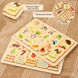 Maxbell Children Wooden Puzzle Matching Toy Teaching Baby Game for Infants Kids Animal