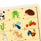Maxbell Children Wooden Puzzle Matching Toy Teaching Baby Game for Infants Kids Animal