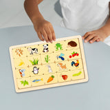 Maxbell Children Wooden Puzzle Matching Toy Teaching Baby Game for Infants Kids Animal