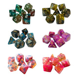 Maxbell 7 Pieces Double Colors Polyhedral Dices D6 D4 D8 D10 (00-90 and 0-9) D12 D20 Green Coffee