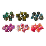 Maxbell 7 Pieces Double Colors Polyhedral Dices D6 D4 D8 D10 (00-90 and 0-9) D12 D20 Green Coffee