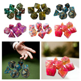 Maxbell 7 Pieces Double Colors Polyhedral Dices D6 D4 D8 D10 (00-90 and 0-9) D12 D20 Green Coffee