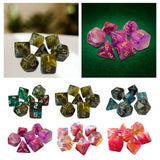 Maxbell 7 Pieces Double Colors Polyhedral Dices D6 D4 D8 D10 (00-90 and 0-9) D12 D20 Green Coffee