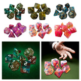 Maxbell 7 Pieces Double Colors Polyhedral Dices D6 D4 D8 D10 (00-90 and 0-9) D12 D20 Green Coffee