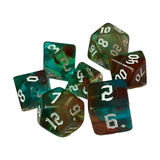 Maxbell 7 Pieces Double Colors Polyhedral Dices D6 D4 D8 D10 (00-90 and 0-9) D12 D20 Green Coffee