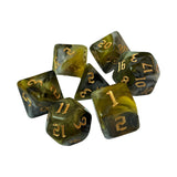Maxbell 7 Pieces Double Colors Polyhedral Dices D6 D4 D8 D10 (00-90 and 0-9) D12 D20 Yellow Gray