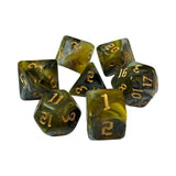 Maxbell 7 Pieces Double Colors Polyhedral Dices D6 D4 D8 D10 (00-90 and 0-9) D12 D20 Yellow Gray