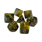 Maxbell 7 Pieces Double Colors Polyhedral Dices D6 D4 D8 D10 (00-90 and 0-9) D12 D20 Yellow Gray