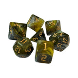 Maxbell 7 Pieces Double Colors Polyhedral Dices D6 D4 D8 D10 (00-90 and 0-9) D12 D20 Yellow Gray