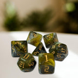 Maxbell 7 Pieces Double Colors Polyhedral Dices D6 D4 D8 D10 (00-90 and 0-9) D12 D20 Yellow Gray
