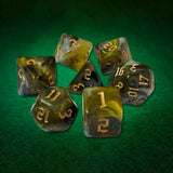 Maxbell 7 Pieces Double Colors Polyhedral Dices D6 D4 D8 D10 (00-90 and 0-9) D12 D20 Yellow Gray