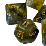 Maxbell 7 Pieces Double Colors Polyhedral Dices D6 D4 D8 D10 (00-90 and 0-9) D12 D20 Yellow Gray