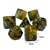 Maxbell 7 Pieces Double Colors Polyhedral Dices D6 D4 D8 D10 (00-90 and 0-9) D12 D20 Yellow Gray