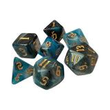 Maxbell 7 Pieces Double Colors Polyhedral Dices D6 D4 D8 D10 (00-90 and 0-9) D12 D20 Blue Black