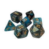 Maxbell 7 Pieces Double Colors Polyhedral Dices D6 D4 D8 D10 (00-90 and 0-9) D12 D20 Blue Black