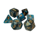 Maxbell 7 Pieces Double Colors Polyhedral Dices D6 D4 D8 D10 (00-90 and 0-9) D12 D20 Blue Black