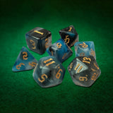 Maxbell 7 Pieces Double Colors Polyhedral Dices D6 D4 D8 D10 (00-90 and 0-9) D12 D20 Blue Black