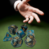 Maxbell 7 Pieces Double Colors Polyhedral Dices D6 D4 D8 D10 (00-90 and 0-9) D12 D20 Blue Black