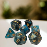 Maxbell 7 Pieces Double Colors Polyhedral Dices D6 D4 D8 D10 (00-90 and 0-9) D12 D20 Blue Black