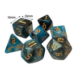 Maxbell 7 Pieces Double Colors Polyhedral Dices D6 D4 D8 D10 (00-90 and 0-9) D12 D20 Blue Black