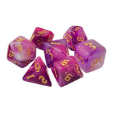 Maxbell 7 Pieces Double Colors Polyhedral Dices D6 D4 D8 D10 (00-90 and 0-9) D12 D20 Violet White