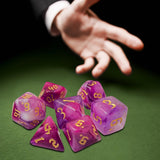 Maxbell 7 Pieces Double Colors Polyhedral Dices D6 D4 D8 D10 (00-90 and 0-9) D12 D20 Violet White