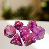 Maxbell 7 Pieces Double Colors Polyhedral Dices D6 D4 D8 D10 (00-90 and 0-9) D12 D20 Violet White