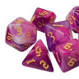 Maxbell 7 Pieces Double Colors Polyhedral Dices D6 D4 D8 D10 (00-90 and 0-9) D12 D20 Violet White