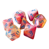 Maxbell 7 Pieces Double Colors Polyhedral Dices D6 D4 D8 D10 (00-90 and 0-9) D12 D20 Pink White