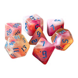 Maxbell 7 Pieces Double Colors Polyhedral Dices D6 D4 D8 D10 (00-90 and 0-9) D12 D20 Pink White