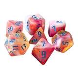 Maxbell 7 Pieces Double Colors Polyhedral Dices D6 D4 D8 D10 (00-90 and 0-9) D12 D20 Pink White