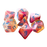 Maxbell 7 Pieces Double Colors Polyhedral Dices D6 D4 D8 D10 (00-90 and 0-9) D12 D20 Pink White