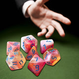 Maxbell 7 Pieces Double Colors Polyhedral Dices D6 D4 D8 D10 (00-90 and 0-9) D12 D20 Pink White