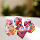 Maxbell 7 Pieces Double Colors Polyhedral Dices D6 D4 D8 D10 (00-90 and 0-9) D12 D20 Pink White