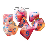 Maxbell 7 Pieces Double Colors Polyhedral Dices D6 D4 D8 D10 (00-90 and 0-9) D12 D20 Pink White